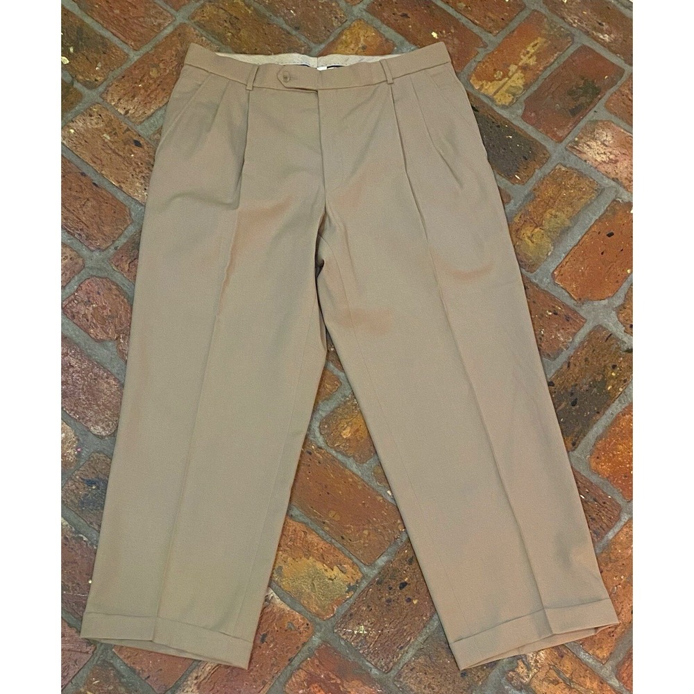 Ballin Dress Pants Size 35 120s Classic 100% Wool Beige